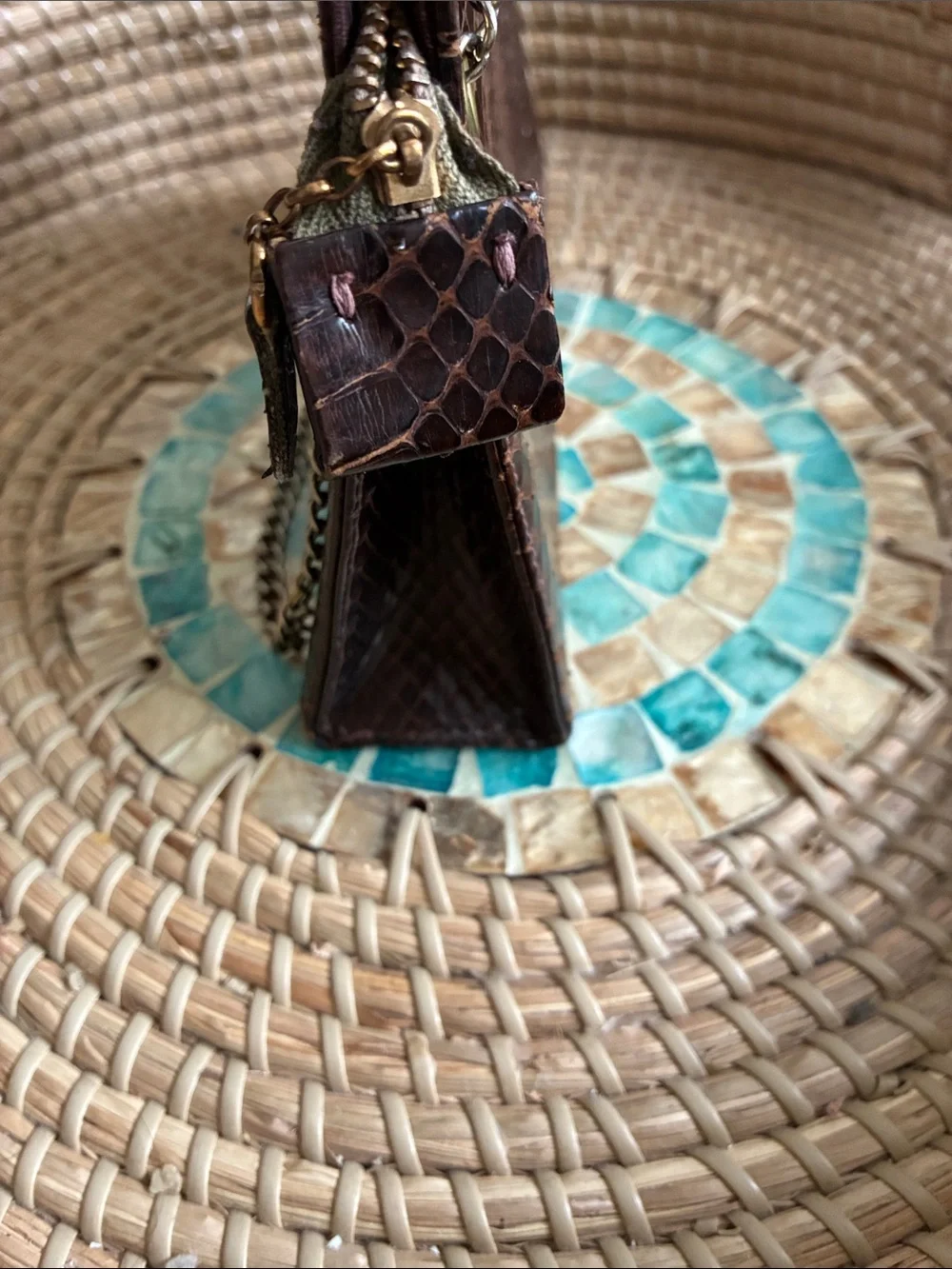 Snakeskin vintage unbranded Chain Strap Clutch